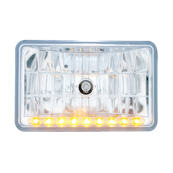 4" x 6" Crystal Headlight With 9 Amber LED Position Light - Low Beam