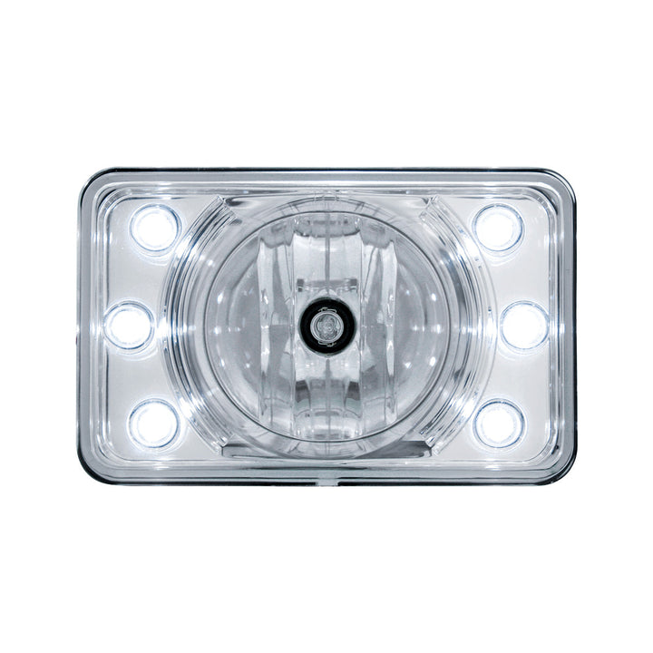 4" x 6" Crystal Projection Headlight With 6 White LED Position Light - High Beam