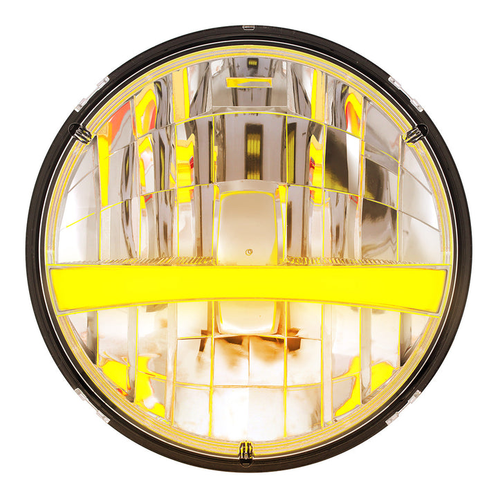 ULTRALIT - High Power LED 7" Headlight With Turn Signal &amp; Amber Position Light Bar