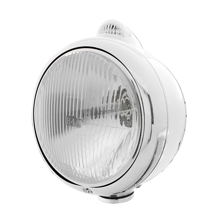 Chrome Guide 682-C Style Headlight H4 &amp; LED Turn Signal - Clear Lens