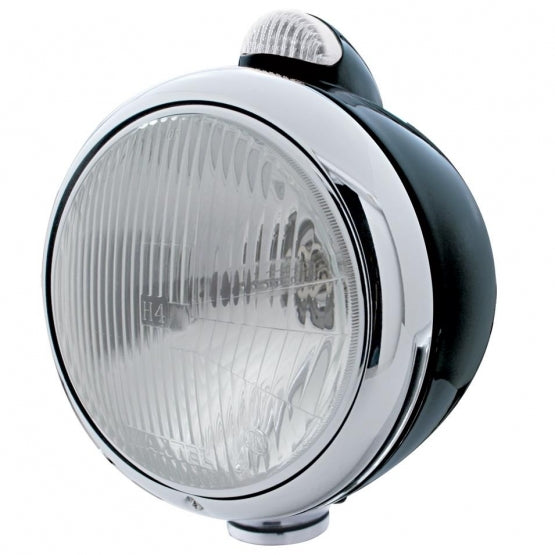 Black Guide 682-C Style Headlight H4 &amp; LED Turn Signal - Clear Lens