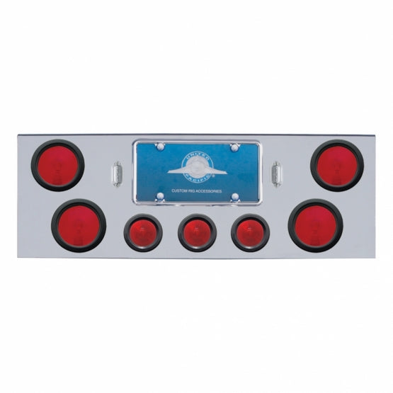 Chrome Rear Center Panel With Four 4" Lights &amp; Three 2-1/2" Beehive Lights &amp; Grommets