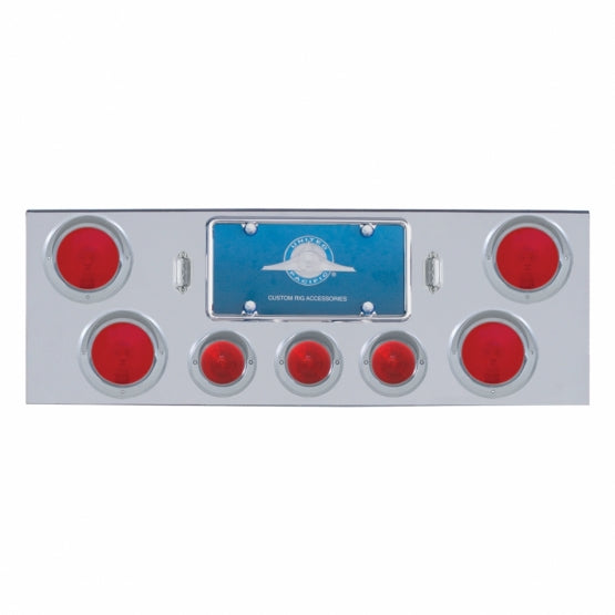 Chrome Rear Center Panel With Four 4" Lights &amp; Three 2-1/2" Beehive Lights &amp; Visors