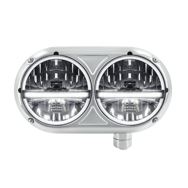 Headlight Assembly With 304 SS Housing &amp; 20 LED Headlights W/LED Position Light For Peterbilt 359 — Driver