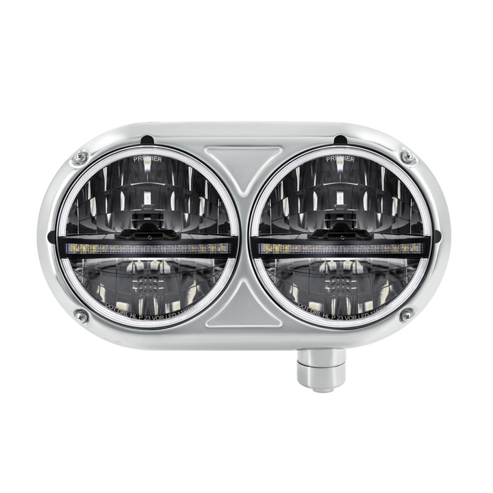 Headlight Assembly With 304 SS Housing &amp; 20 LED Headlights W/LED Position Light For Peterbilt 359 — Driver