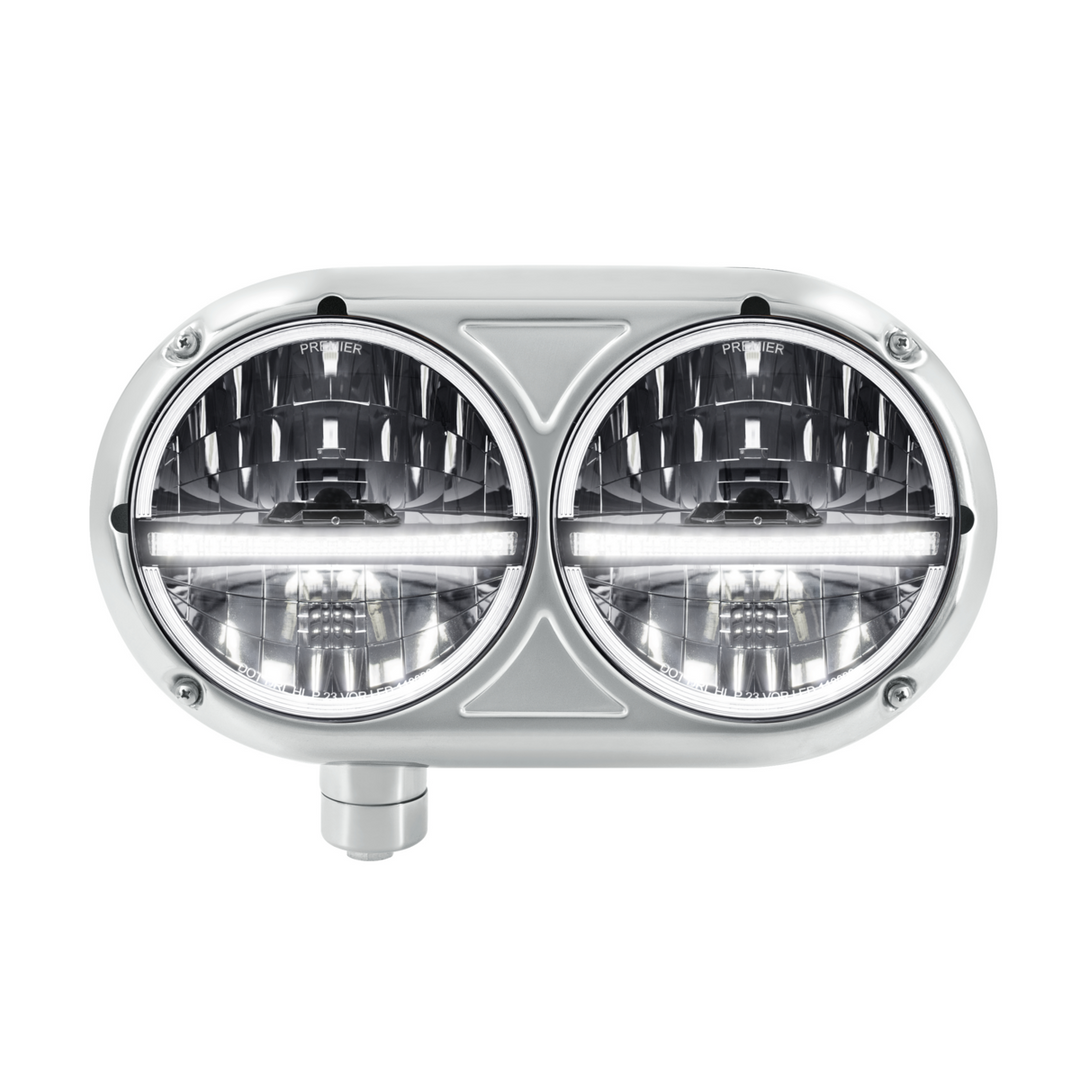 Headlight Assembly With 304 SS Housing &amp; 20 LED Headlights W/LED Position Light For Peterbilt 359 — Passenger