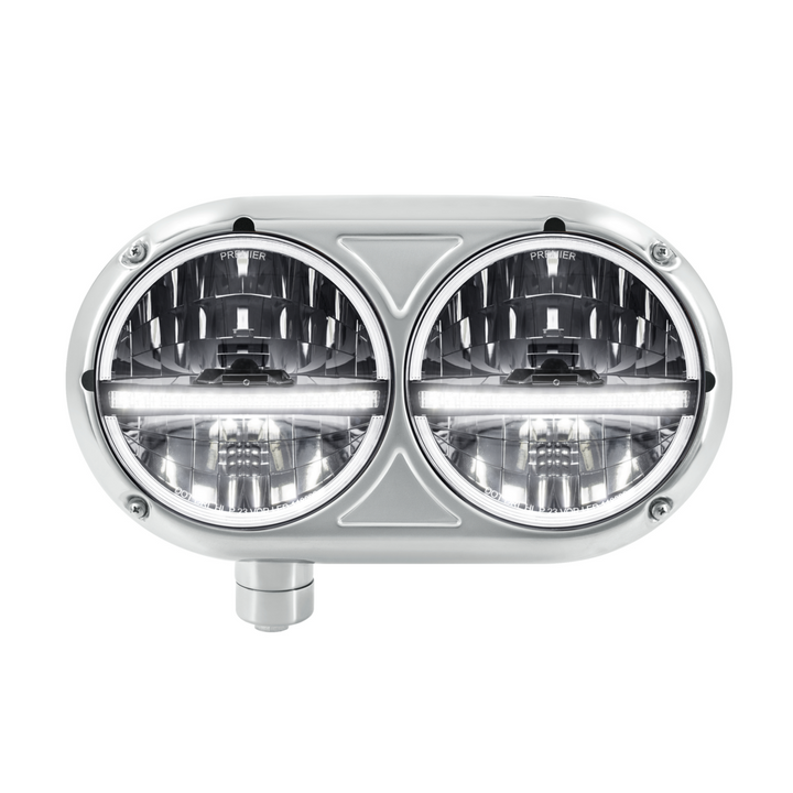 Headlight Assembly With 304 SS Housing &amp; 20 LED Headlights W/LED Position Light For Peterbilt 359 — Passenger