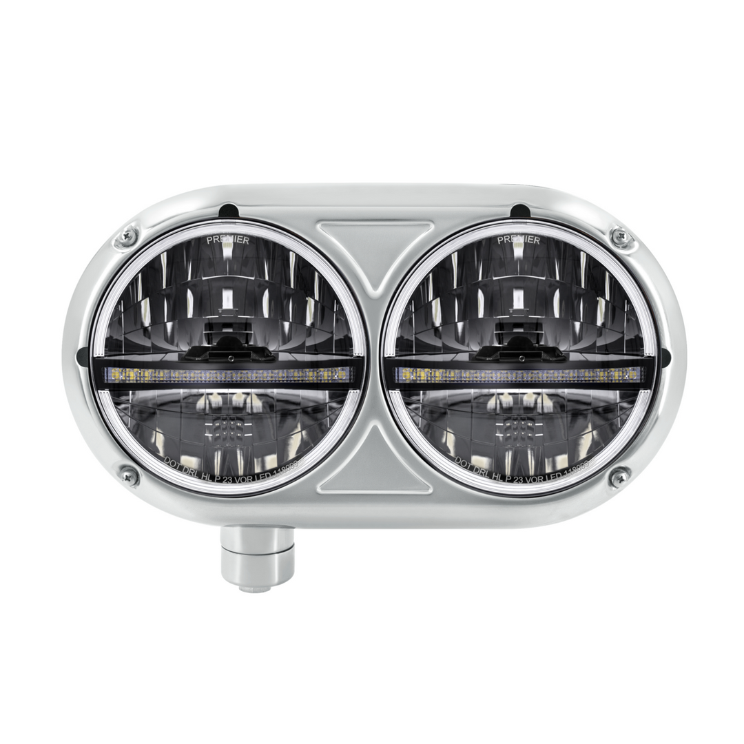 Headlight Assembly With 304 SS Housing &amp; 20 LED Headlights W/LED Position Light For Peterbilt 359 — Passenger