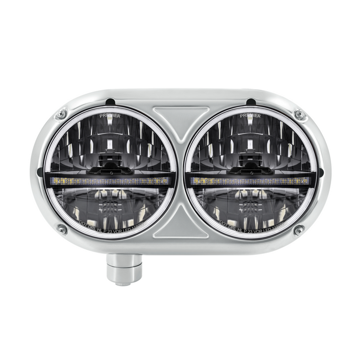 Headlight Assembly With 304 SS Housing &amp; 20 LED Headlights W/LED Position Light For Peterbilt 359 — Passenger