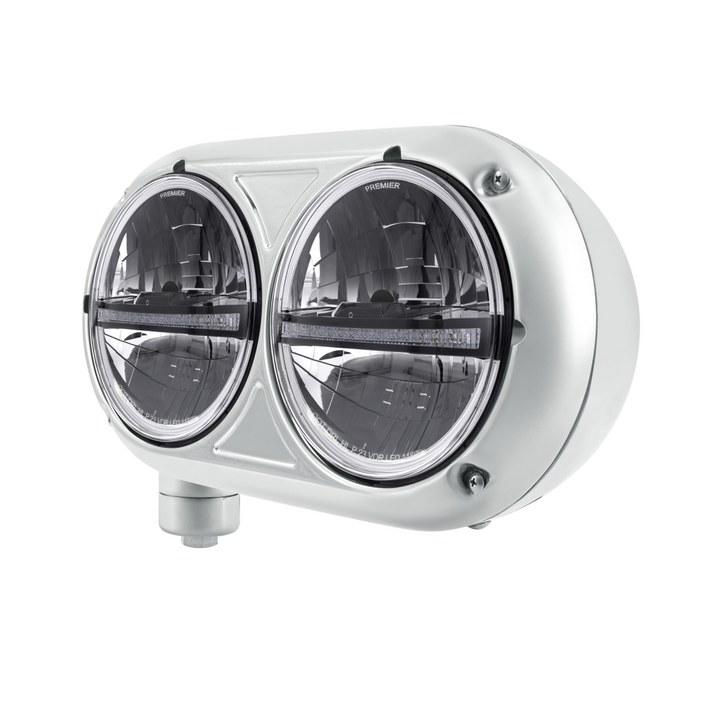 Headlight Assembly With 304 SS Housing &amp; 20 LED Headlights W/LED Position Light For Peterbilt 359 — Passenger