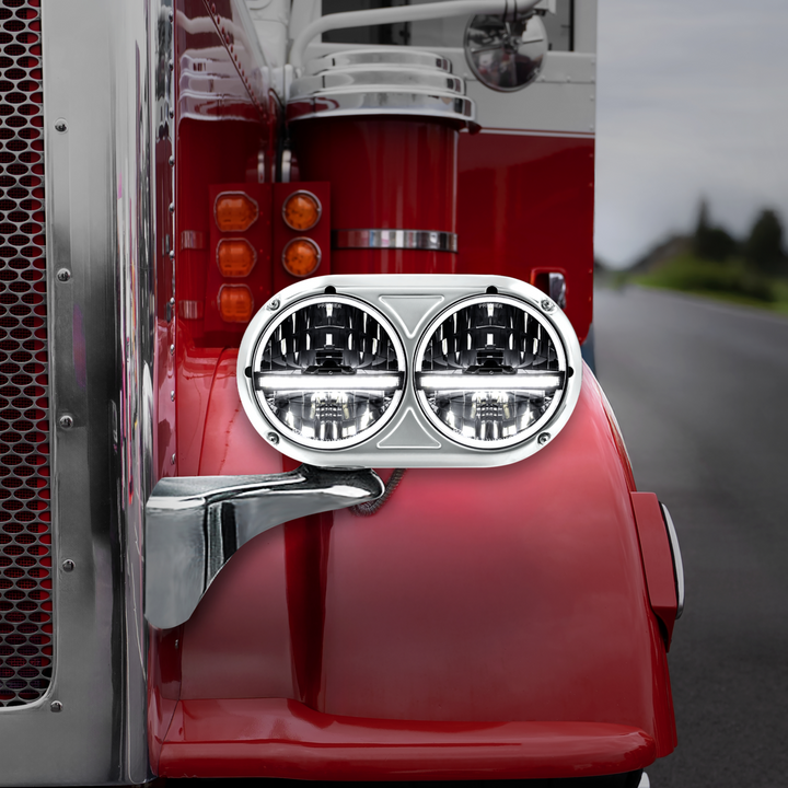 Headlight Assembly With 304 SS Housing &amp; 20 LED Headlights W/LED Position Light For Peterbilt 359 — Passenger