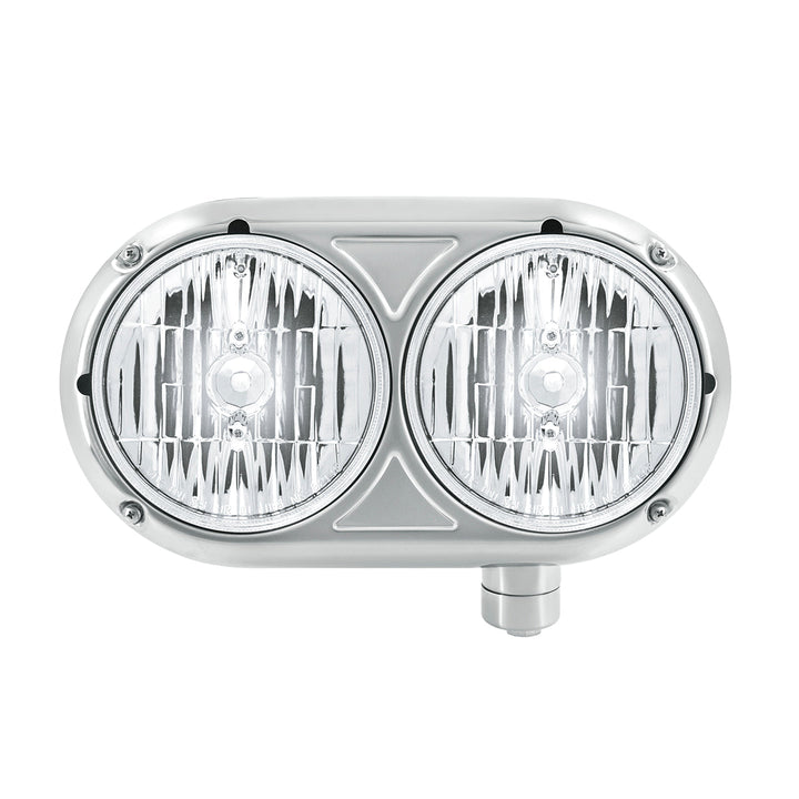 Headlight Assembly With Crystal Halogen Bulbs &amp; 304 Stainless Steel Housing For Peterbilt 359 - Passenger