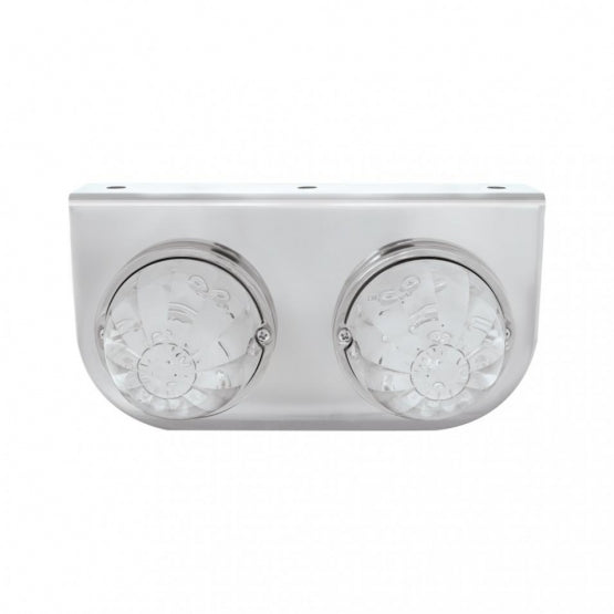 Stainless Light Bracket With 2 x 17 LED Watermelon Lights - Amber LED/Clear Lens