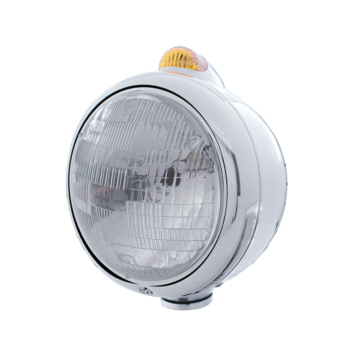 Chrome Guide 682-C Headlight H6024 &amp; Dual Mode LED Signal - Amber Lens