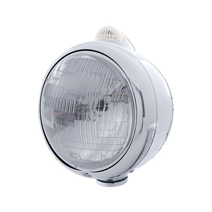 Chrome Guide 682-C Headlight H6024 &amp; Dual Mode LED Signal - Clear Lens