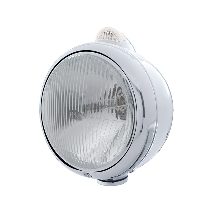 Chrome Guide 682-C Headlight H4 &amp; Dual Mode LED Signal - Clear Lens