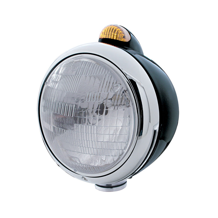 Black Guide 682-C Headlight H6024 &amp; Dual Mode LED Signal - Amber Lens