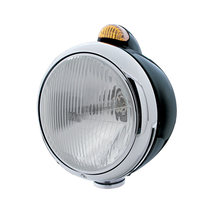 Black Guide 682-C Headlight H4 &amp; Dual Mode LED Signal - Amber Lens