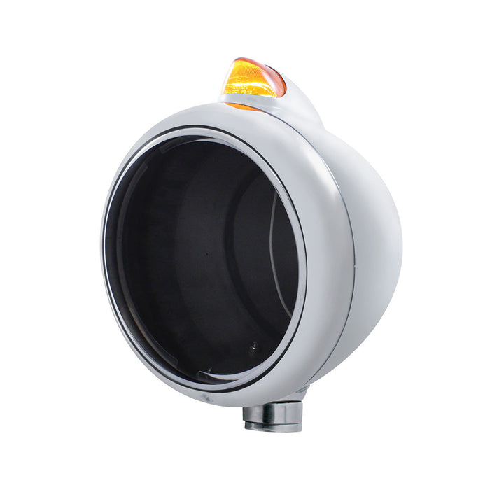 Stainless Steel Guide 682-C Headlight No Bulb &amp; Original Style LED Signal - Amber Lens