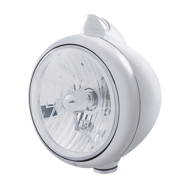 Stainless Steel Guide 682-C Headlight Crystal H4 &amp; Original Style LED Signal - Clear Lens