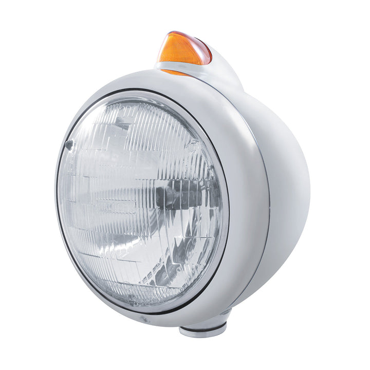 Chrome Guide 682-C Headlight H6024 &amp; Original Style LED Signal - Amber Lens