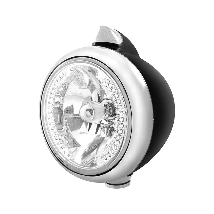 Black Guide 682-C Headlight H4 With White LED &amp; Original Style LED Signal - Clear Lens