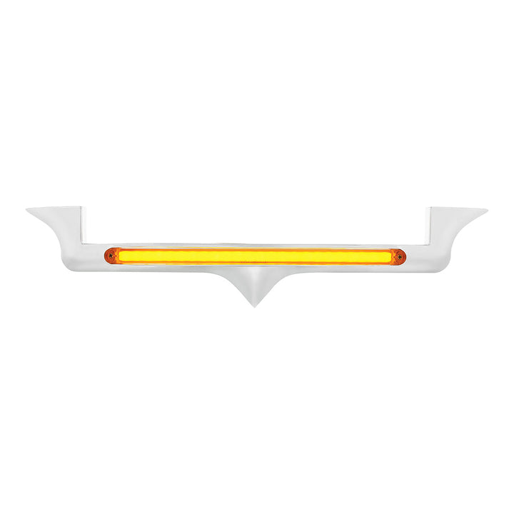 Chrome Hood Emblem Trim With 24 LED GloLight Bar For Kenworth - Amber LED/Amber Lens