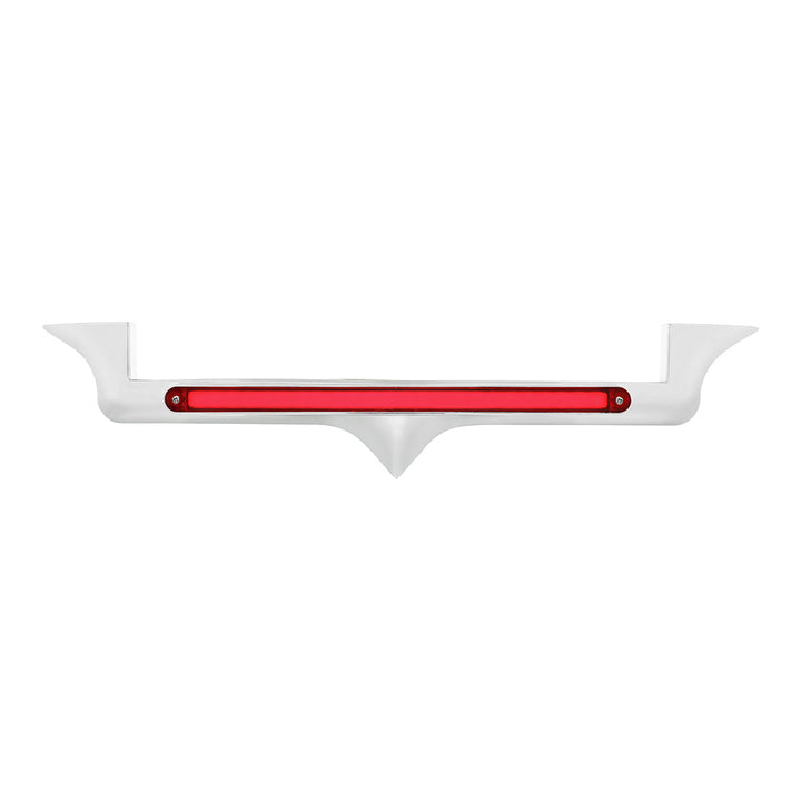 Chrome Hood Emblem Trim With 24 LED GloLight Bar For Kenworth - Red LED/Red Lens
