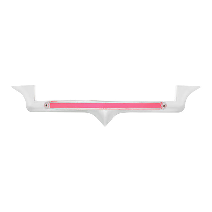 Chrome Hood Emblem Trim With 24 LED GloLight Bar For Kenworth - Red LED/Clear Lens