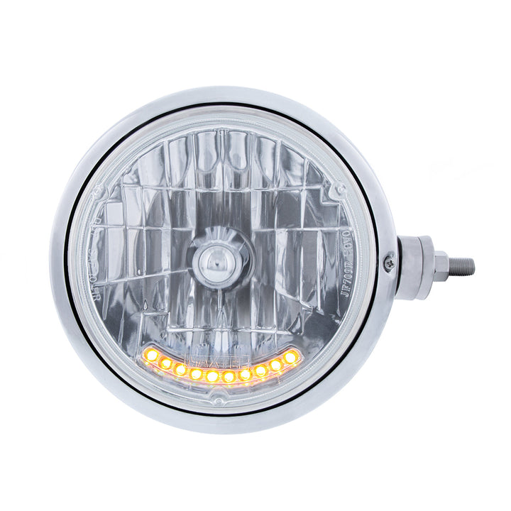 Stainless Steel Guide 682-C Style Headlight Assembly W/Crystal Lens &amp; 10 LEDs Position Light - R/H (Horizontal Mount)