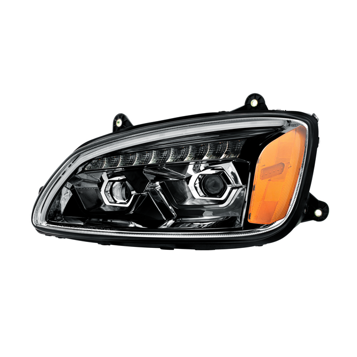 LED Projection Headlight With Sequential Turn Signal For 2008-2017 Kenworth T660 — Driver / Black