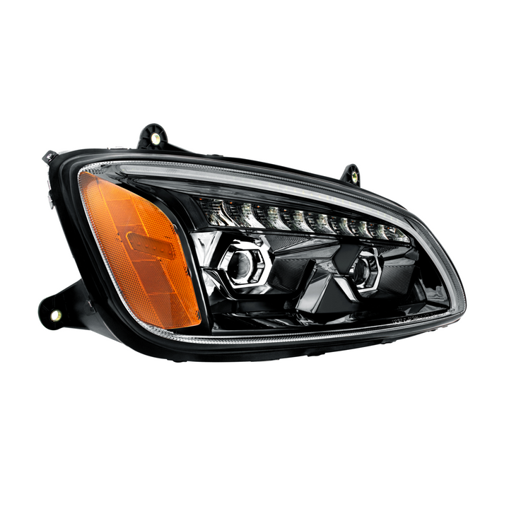 LED Projection Headlight With Sequential Turn Signal For 2008-2017 Kenworth T660 — Passenger / Black