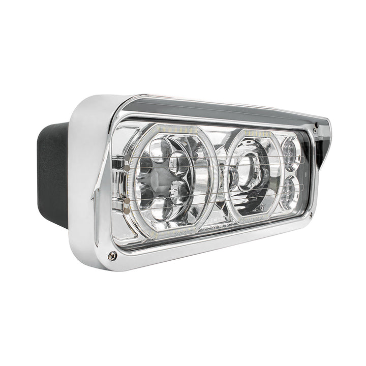 Chrome High Power Heated 10 LED Headlight With LED Turn &amp; DRL - Driver