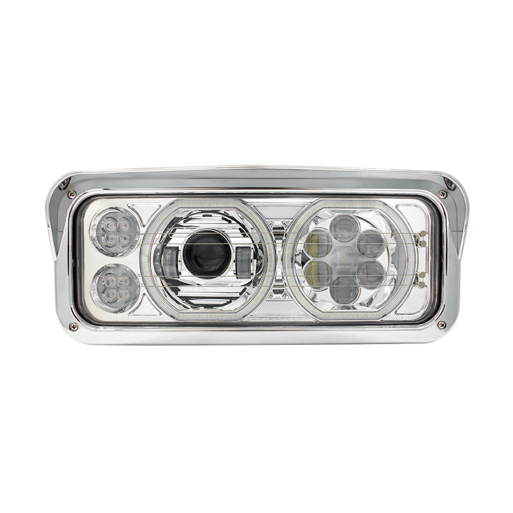 Chrome High Power Heated 10 LED Headlight With LED Turn &amp; DRL - Passenger