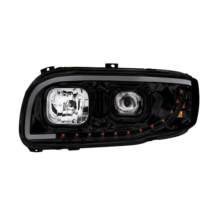 Blackout Projection Headlight With LED Turn Signal &amp; Light Bar For 2008-2024 Peterbilt 389 - Driver