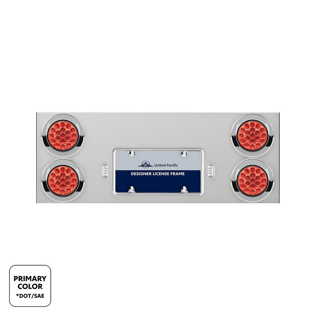 33-3/4" SS Rear Center Panel With 4X 19 LED 4" Double Fury Lights &amp; Visors