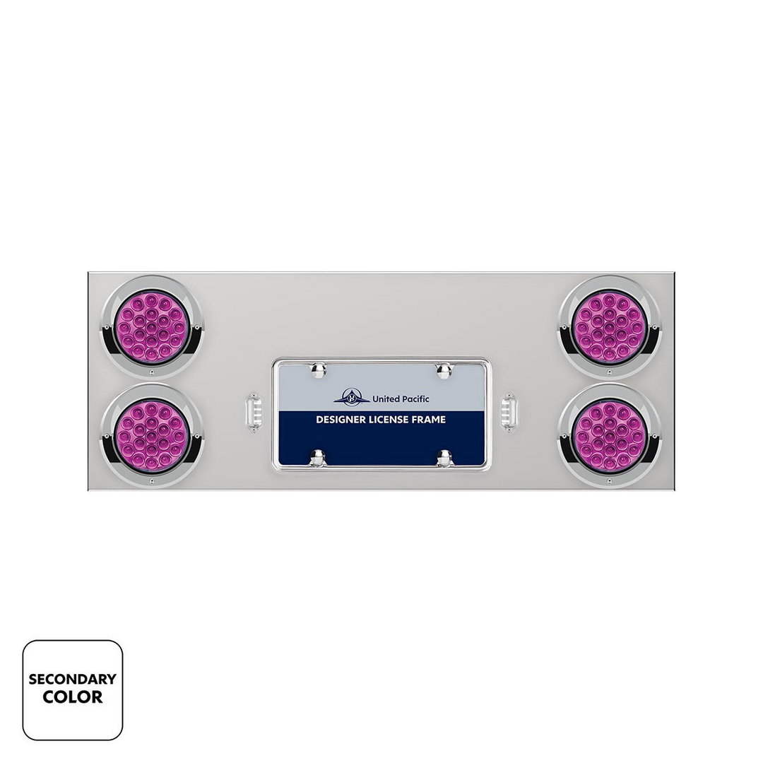 33-3/4" SS Rear Center Panel With 4X 19 LED 4" Double Fury Lights &amp; Visors
