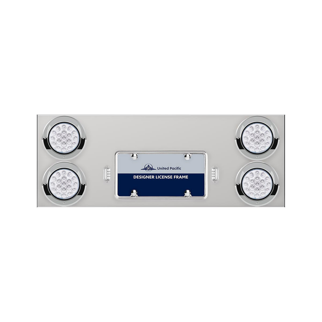 33-3/4" SS Rear Center Panel With 4X 19 LED 4" Double Fury Lights &amp; Visors