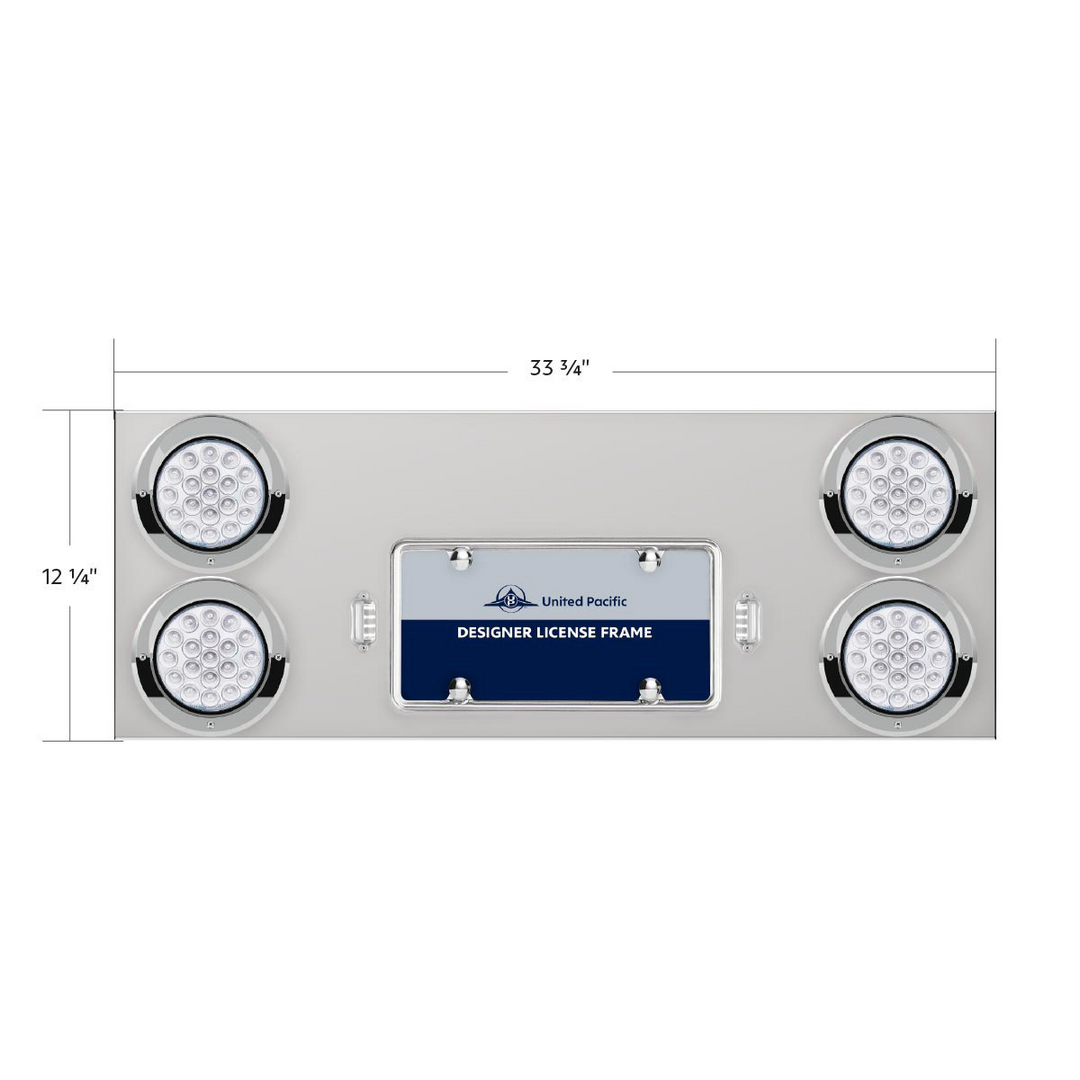 33-3/4" SS Rear Center Panel With 4X 19 LED 4" Double Fury Lights &amp; Visors