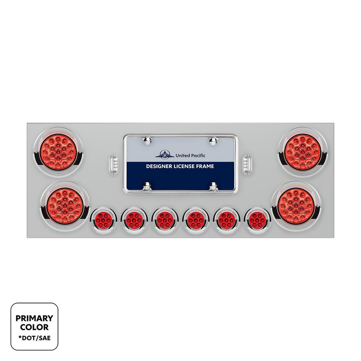 SS Rear Center Panel With 4X 19 LED 4" &amp; 6X 7 LED 2" Double Fury Lights &amp; Visors