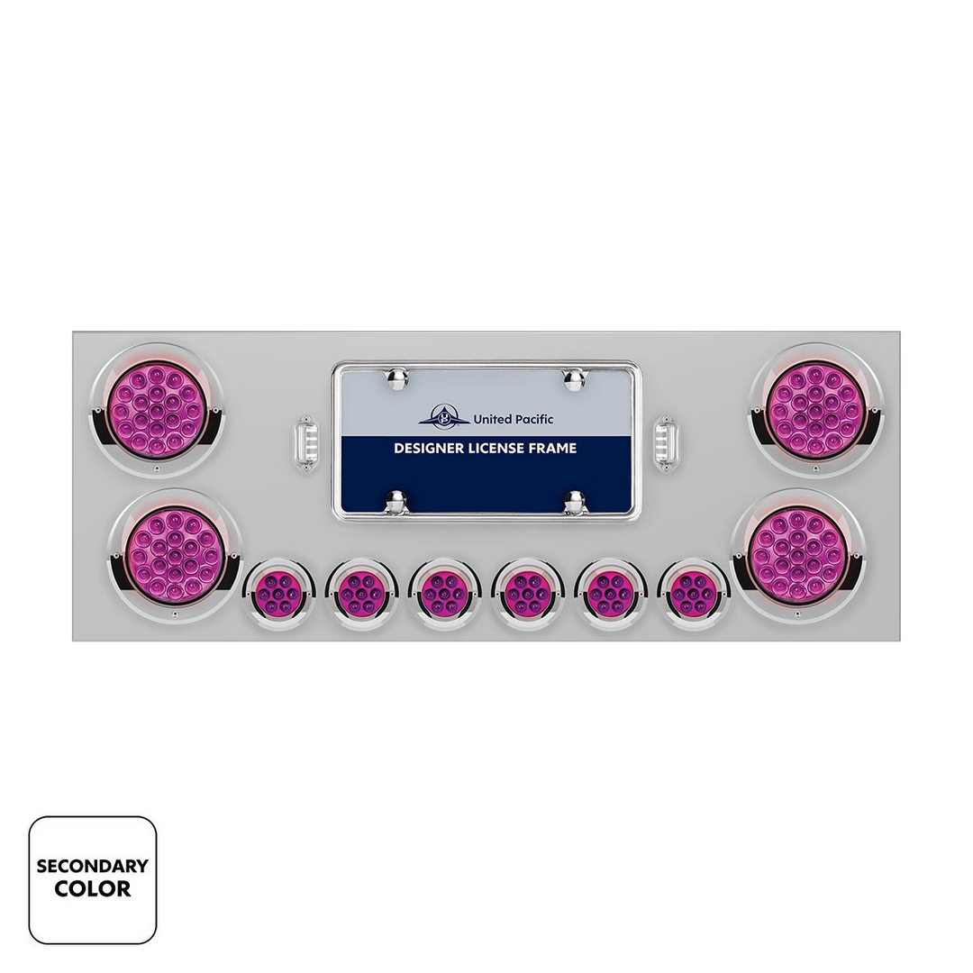 SS Rear Center Panel With 4X 19 LED 4" &amp; 6X 7 LED 2" Double Fury Lights &amp; Visors