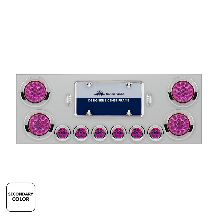SS Rear Center Panel With 4X 19 LED 4" &amp; 6X 7 LED 2" Double Fury Lights &amp; Visors