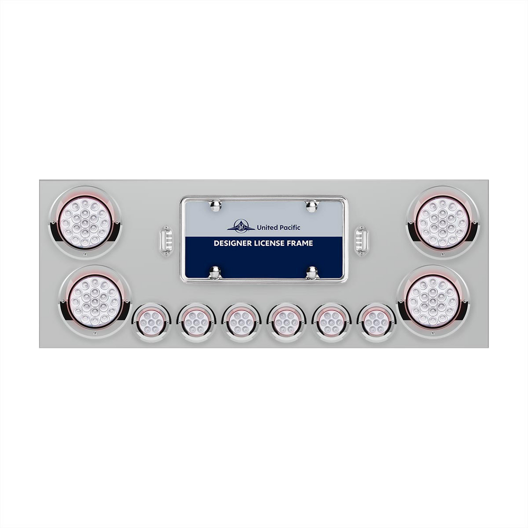 SS Rear Center Panel With 4X 19 LED 4" &amp; 6X 7 LED 2" Double Fury Lights &amp; Visors