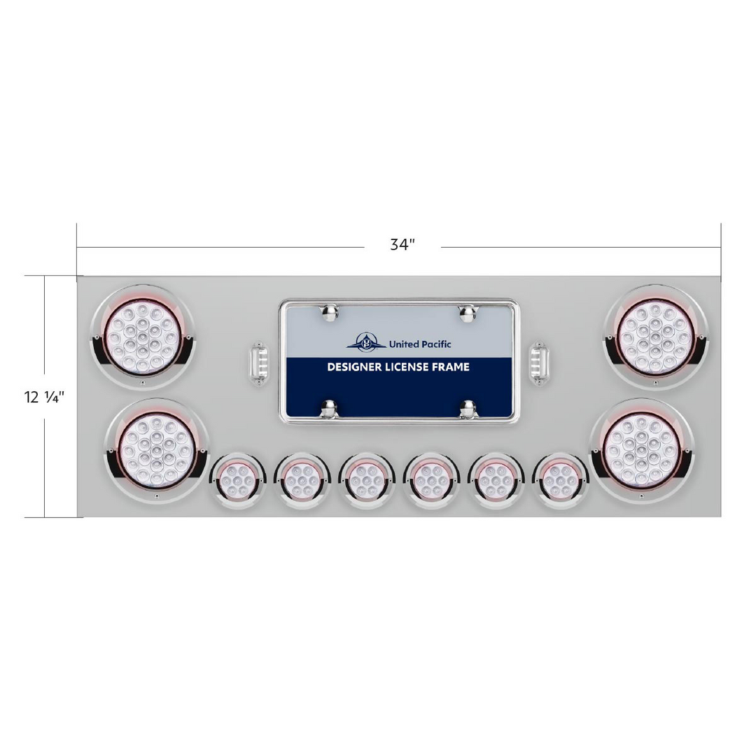 SS Rear Center Panel With 4X 19 LED 4" &amp; 6X 7 LED 2" Double Fury Lights &amp; Visors