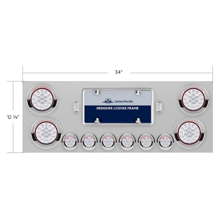 SS Rear Center Panel With 4X 19 LED 4" &amp; 6X 7 LED 2" Double Fury Lights &amp; Visors