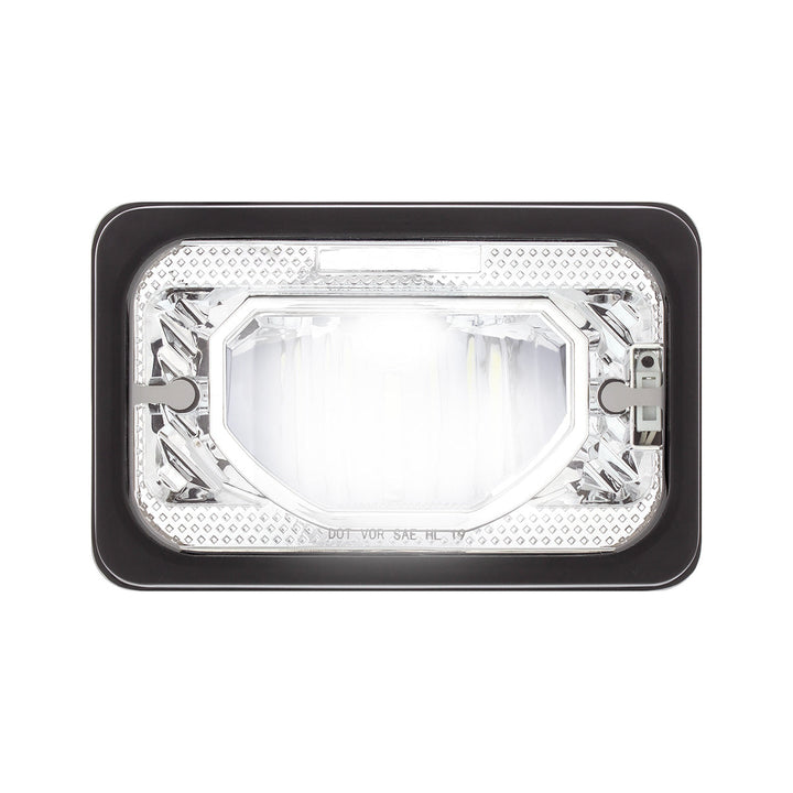 ULTRALIT - Heated 4" x 6" LED Headlight With Glass Lens &amp; Aluminum Housing - Low Beam - Chrome