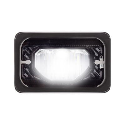 ULTRALIT - Heated 4" x 6" LED Headlight With Glass Lens &amp; Aluminum Housing - Low Beam - Black