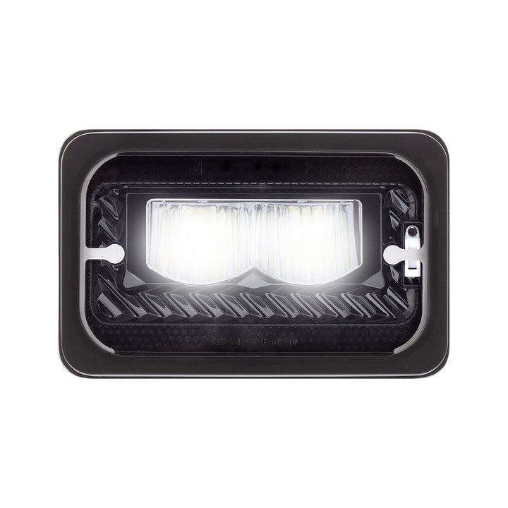 ULTRALIT - Heated 4" x 6" LED Headlight With Glass Lens &amp; Aluminum Housing - High Beam - Black