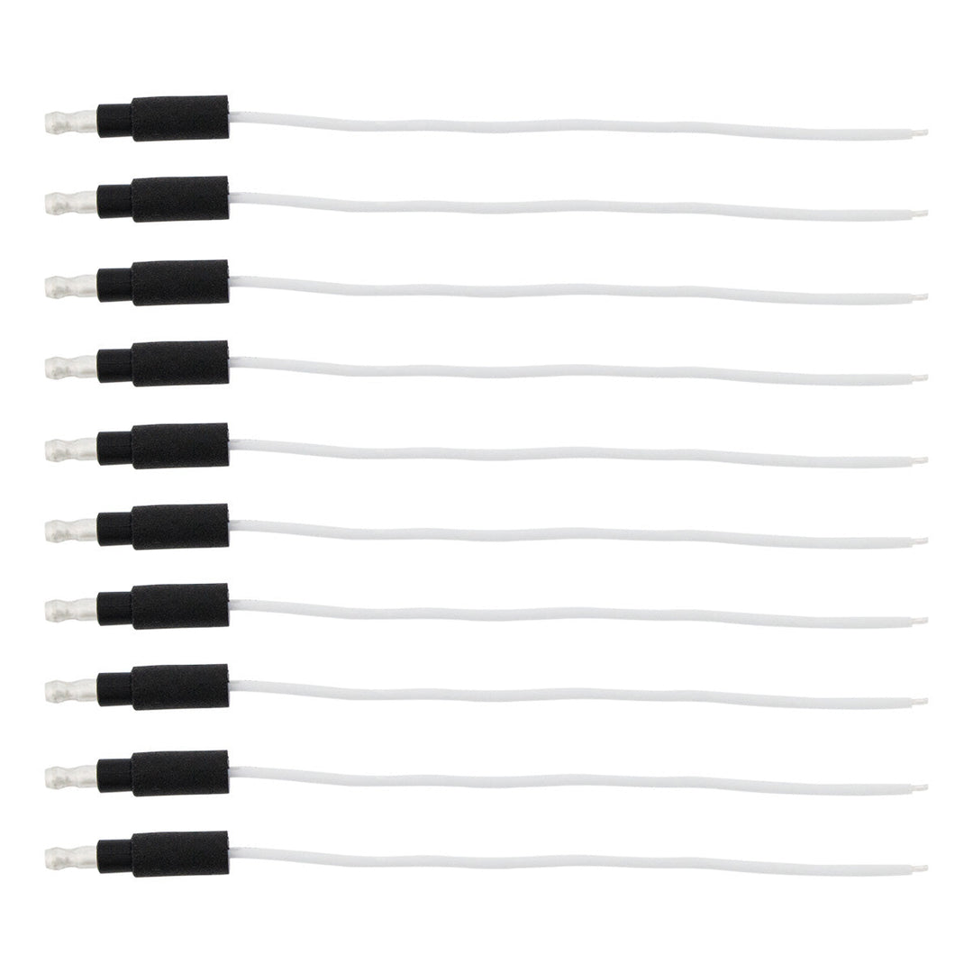 6" Single Lead Wire With .180 Bullet Termination &amp; Stripped End - White (10 Pcs)