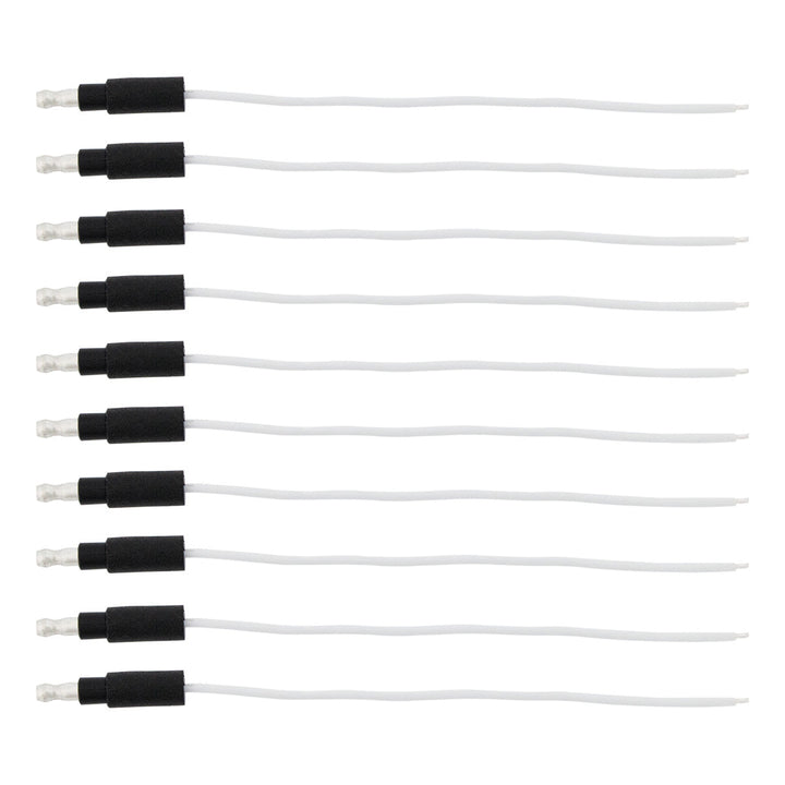 6" Single Lead Wire With .180 Bullet Termination &amp; Stripped End - White (10 Pcs)